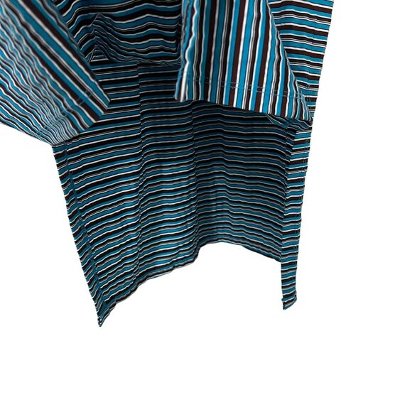 VTG Geary Roark Kamisato Blue Brown Striped Short Sleeve Midi Dress Womens XS - Picture 3 of 8